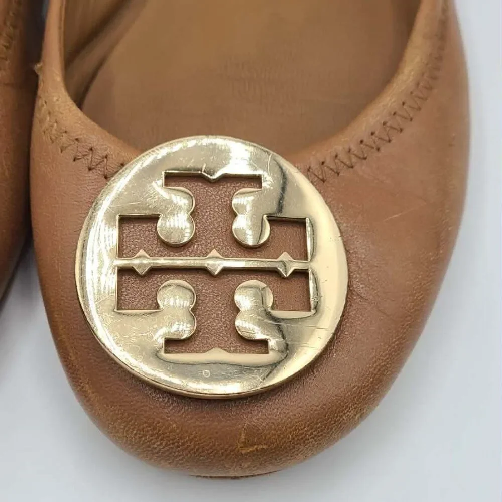 Tory Burch Minnie Travel Ballet Flats Tan (Carmel) size 8